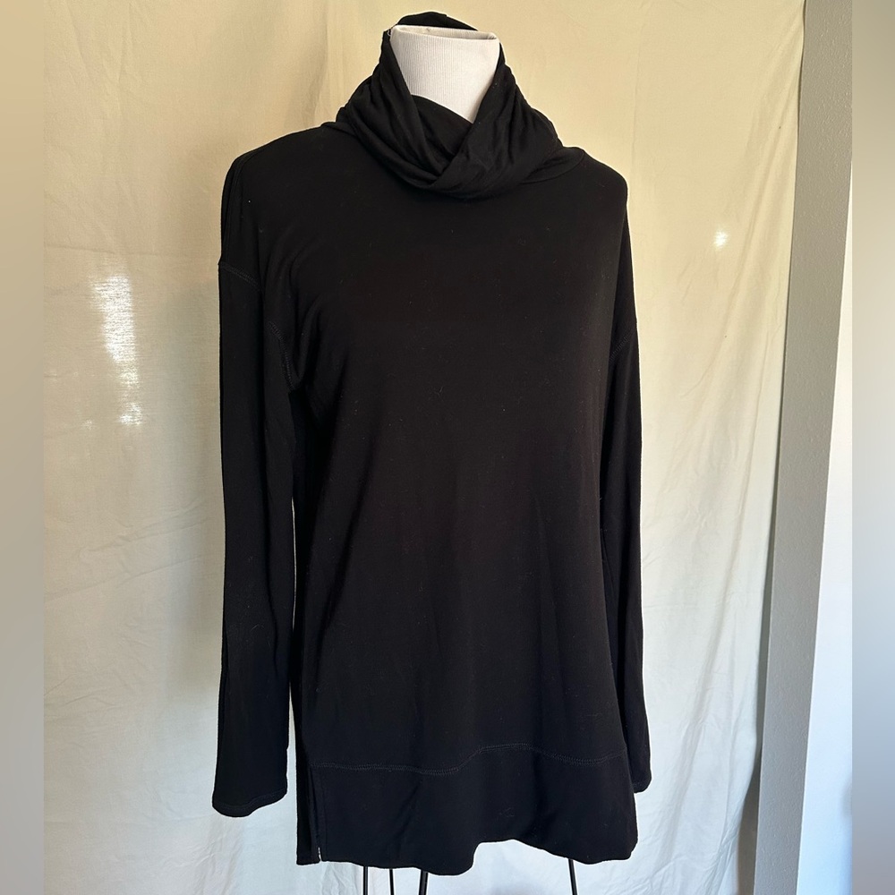 Liz Claiborne Weekend Black Long Sleeve Cowl Neck Tunic turtleneck soft medium